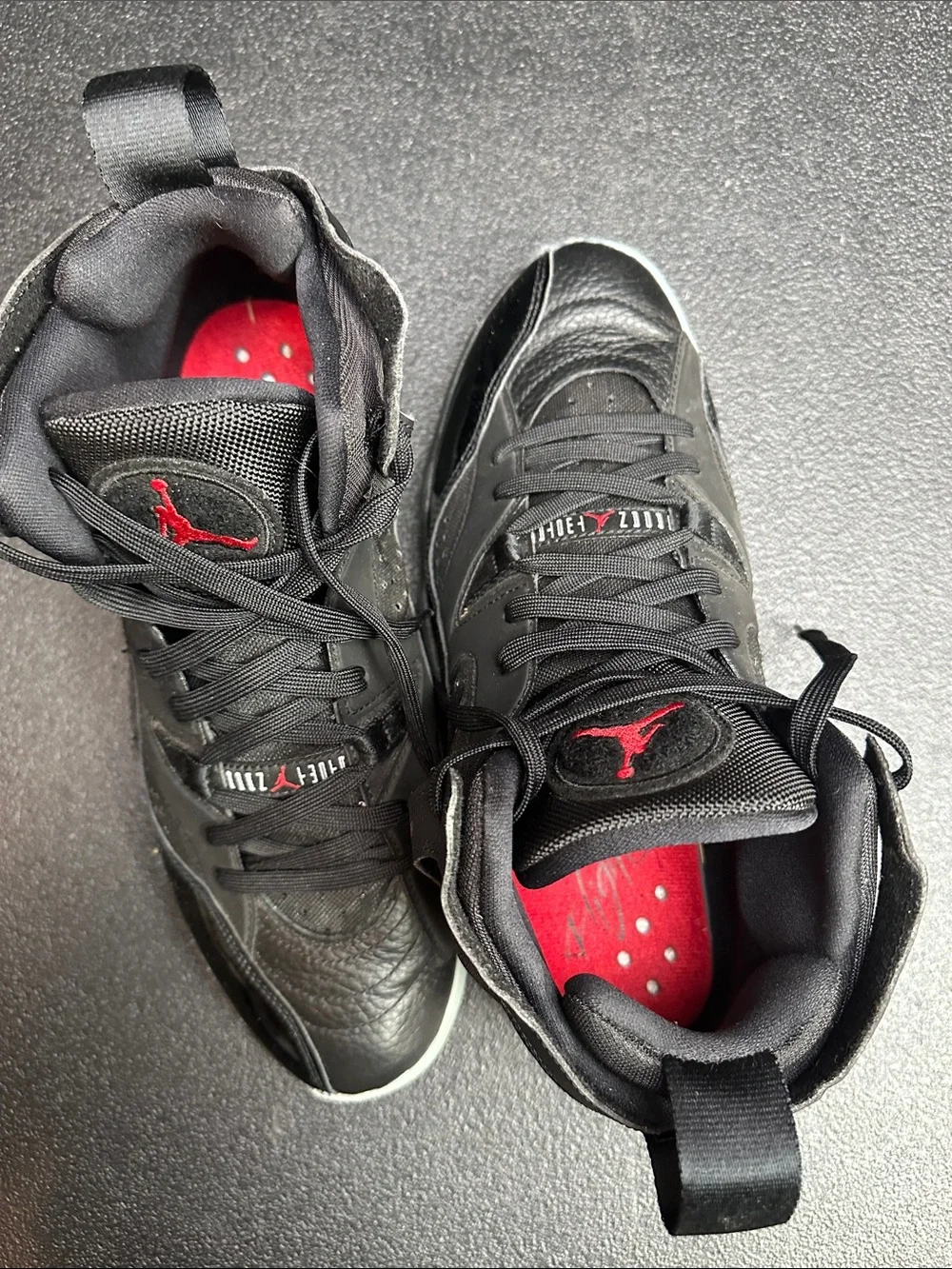 Jordan Black and Red Shoe Interior with Size 8.5 Mens